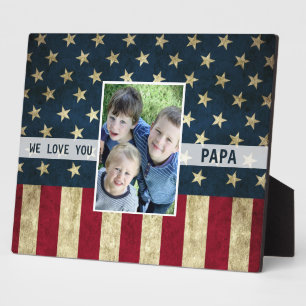 Wir lieben dich Papa Militär Amerikanische Flagge  Fotoplatte