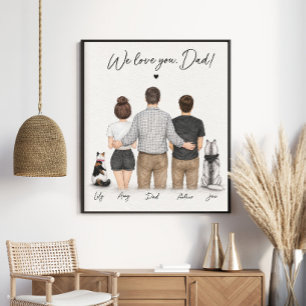 Wir lieben dich, Papa, personalisiertes Familienpo Poster