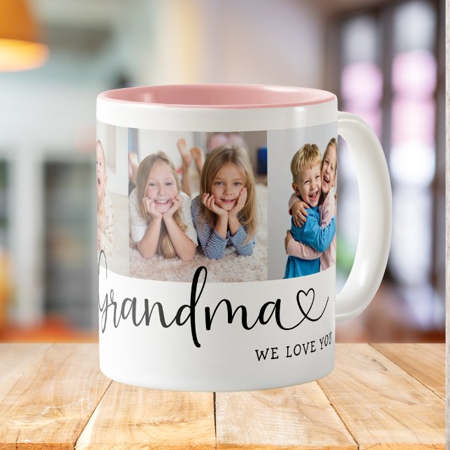 Wir lieben dich Urgroßmutter Skript 4 Foto Modern Kaffeetasse (Von Creator hochgeladen)