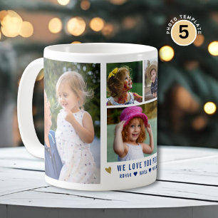 Wir lieben euch Oma Opa Enkel Namen 5 Foto Collage Kaffeetasse