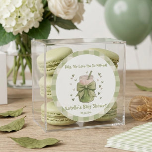 Wir lieben euch so Matcha Grün Bogen Herzen Runder Aufkleber