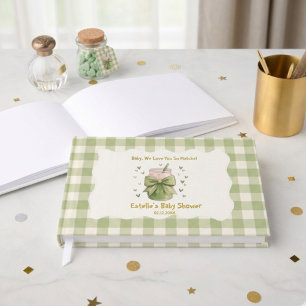 Wir lieben euch so sehr Matcha Gingham-Herzen-Boge Gästebuch