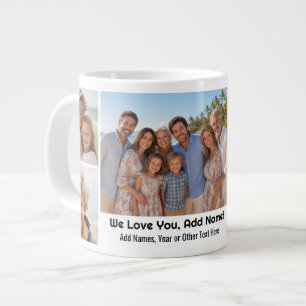 Wir lieben Namen hinzufügen - Fotocollage mit 7 Fo Jumbo-Tasse