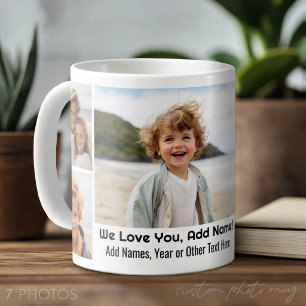 Wir lieben Namen hinzufügen - Fotocollage mit 7 Fo Kaffeetasse
