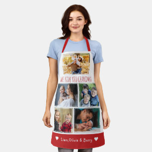 Wir lieben Oma Enkelkinder 5 Foto Rot und Weiß Schürze