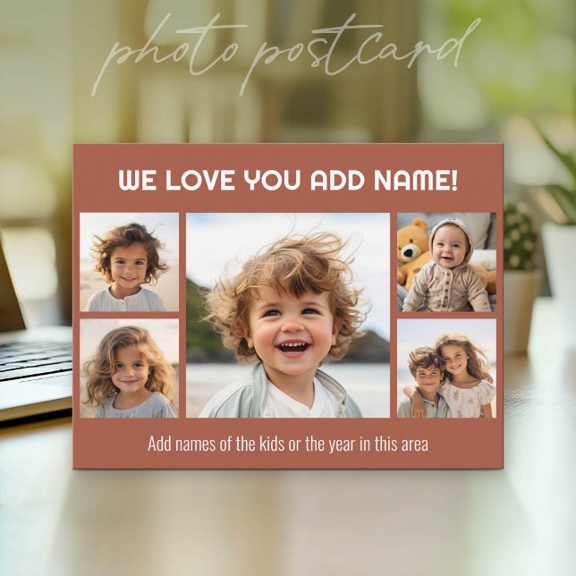 Wir lieben Papa oder Opa - 5 Fotos Collage Postkarte (Photo Postcard that You Can Customize with your favorite photos)