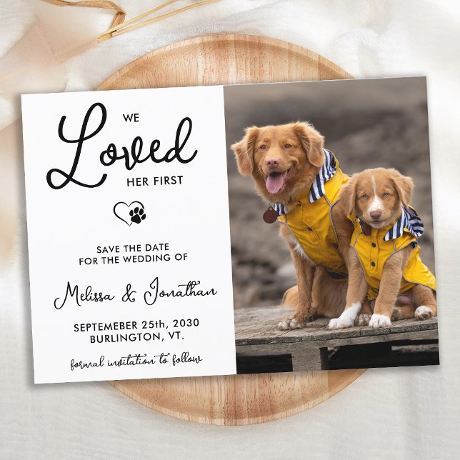 Wir liebten ihren ersten Hund für Fotos Save The Date (Von Creator hochgeladen)
