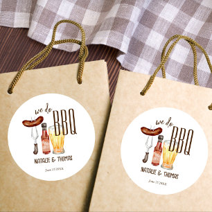 Wir machen BBQ-Barbecue-Brautparty-Paar-Party Runder Aufkleber