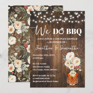 Wir machen BBQ Paare Brause Country Winter Hochzei Einladung