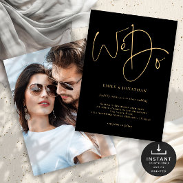 Wir machen Black Wedding mit Gold Script Foto Einladung
