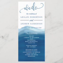 Wir machen Blue Ombre Wasserfarbenwave Hochzeit Programm