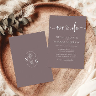 Wir machen Cinnamon Slate Minimalistisch Wedding M Einladung