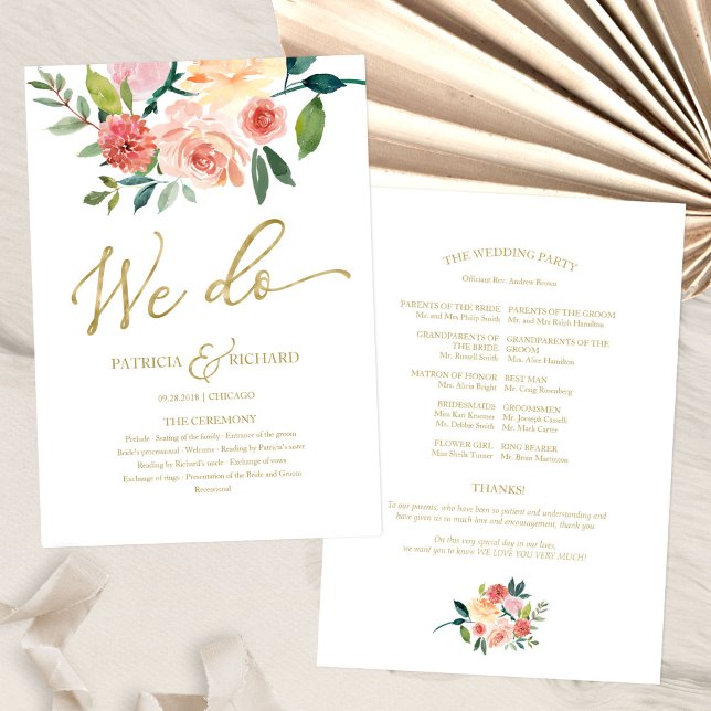 Wir machen ein Hochzeitsprogramm für goldene Wasse Fächer (Von Creator hochgeladen)