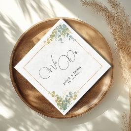 Wir machen eine grüne und goldene Eukalyptus-Aquar Serviette