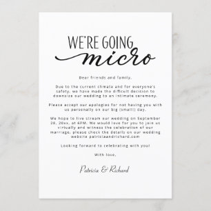 Wir machen eine Micro-Downsize-Hochzeitsankündigun Einladung