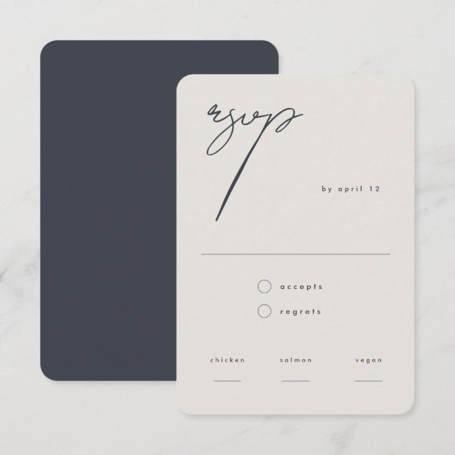 Wir machen eine moderne Minimalistische Beige-Kall RSVP Karte (Vorne/Hinten)
