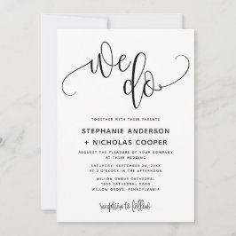 Wir machen eine schwarz-liebliche Script-Typografi Einladung