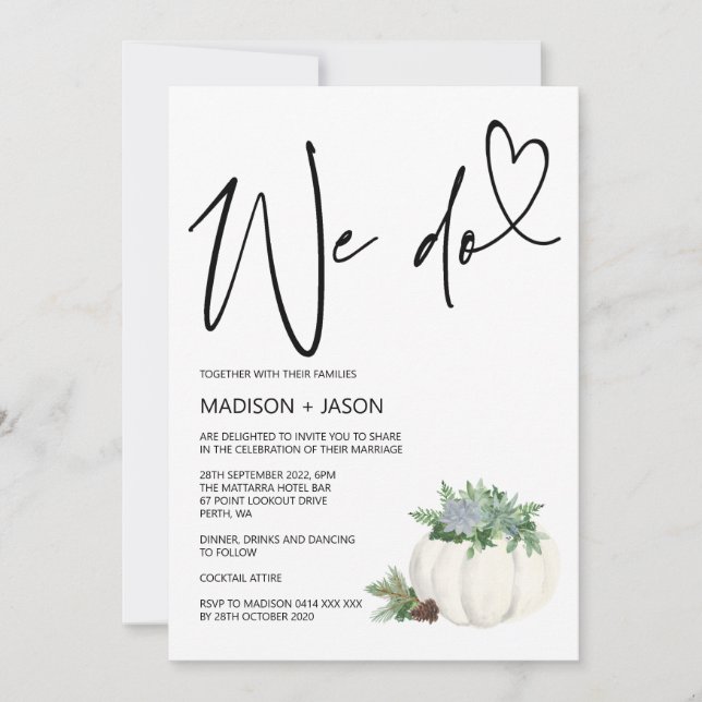 Wir machen einfachen modernen Hochzeitsfall-Ernted Einladung (Vorderseite)