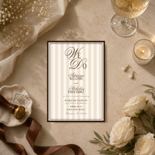Wir machen elegante gestreifte Espresso-Hochzeit Einladung