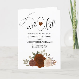 Wir machen elegante Rost Orange Rose Boho Hochzeit Programm
