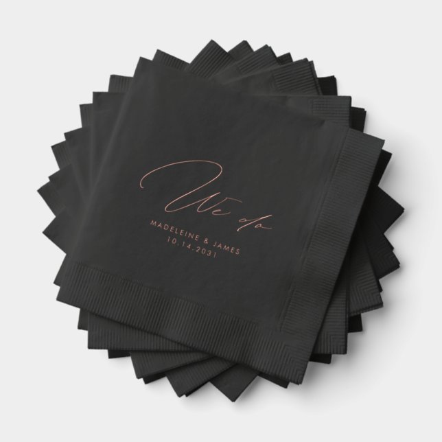 Wir machen elegantes Hochzeitskalligrafie Black Go Servietten Mit Folie (Insitu (Gestapelt))