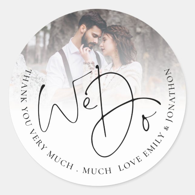 Wir machen Foto Danke Hochzeit Runder Aufkleber (Vorderseite)