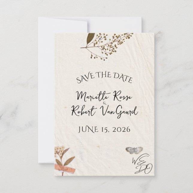 Wir machen gepresste Blume für natürliche und einf Save The Date (Vorderseite)
