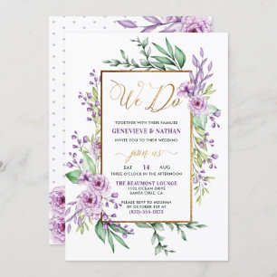 Wir machen Gold Glitzer Script violette Blumen Hoc Einladung