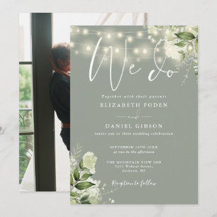 Wir machen grüne Lichter Foto Sage Green Wedding Einladung