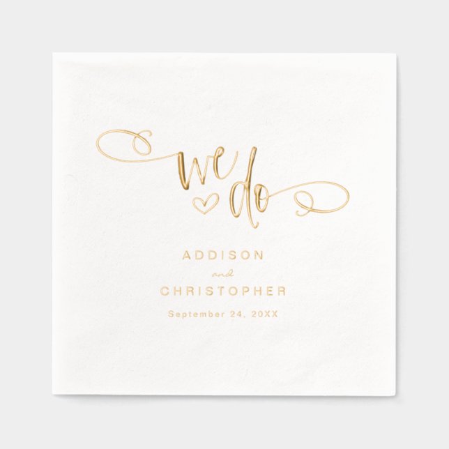 Wir machen handgeschriebene SkriptWedding Gold Servietten Mit Folie (Vorderseite)
