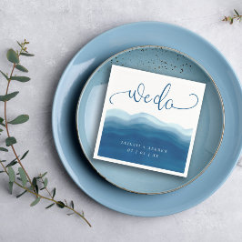 Wir machen Hochzeit mit Blue Watercolor Serviette