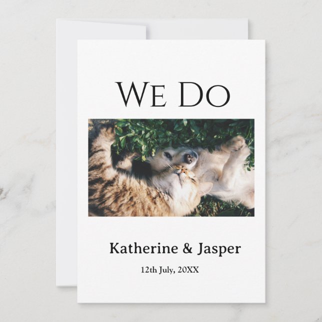 Wir machen Hochzeit Verlobung Haustier Name Foto D Einladung (Vorderseite)