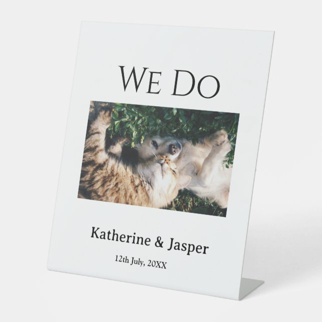Wir machen Hochzeit Verlobung Haustier Name Foto D Sockelschild (Vorderseite)