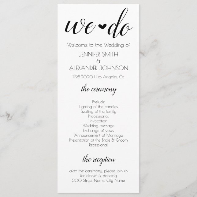 Wir machen Hochzeitsprogramm Programm (Vorderseite)