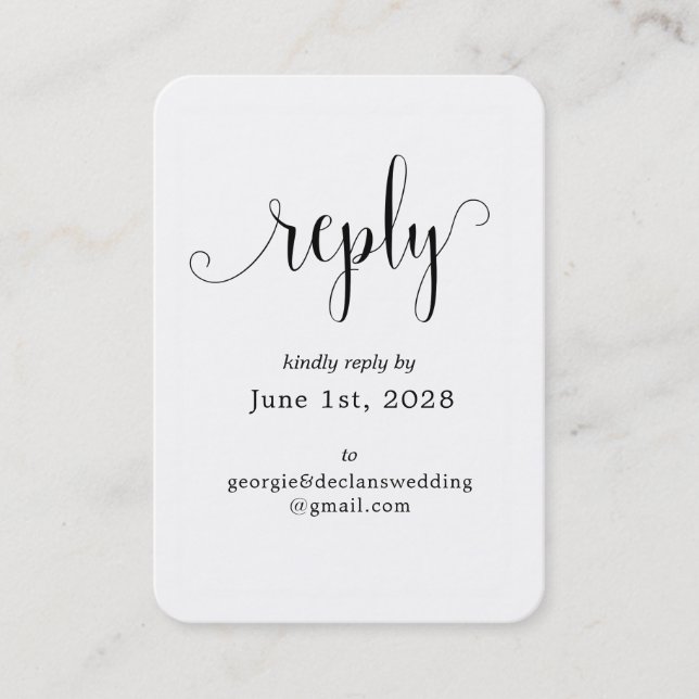 Wir machen kalligraphische Hochzeiten Online-RSVP- Visitenkarte (Vorderseite)
