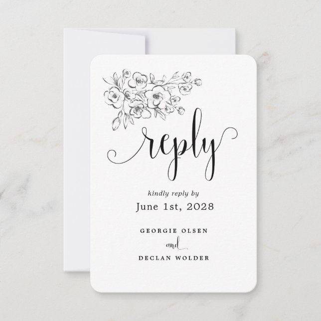 Wir machen kalligraphische Hochzeiten RSVP Karte (Vorderseite)