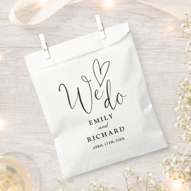 Wir machen Liebe Herz elegant Schwarz-Weiß Hochzei Geschenktütchen (Ausgeschnitten)