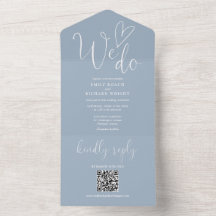 Wir machen Liebe Herz QR Code Dusty Blue Wedding