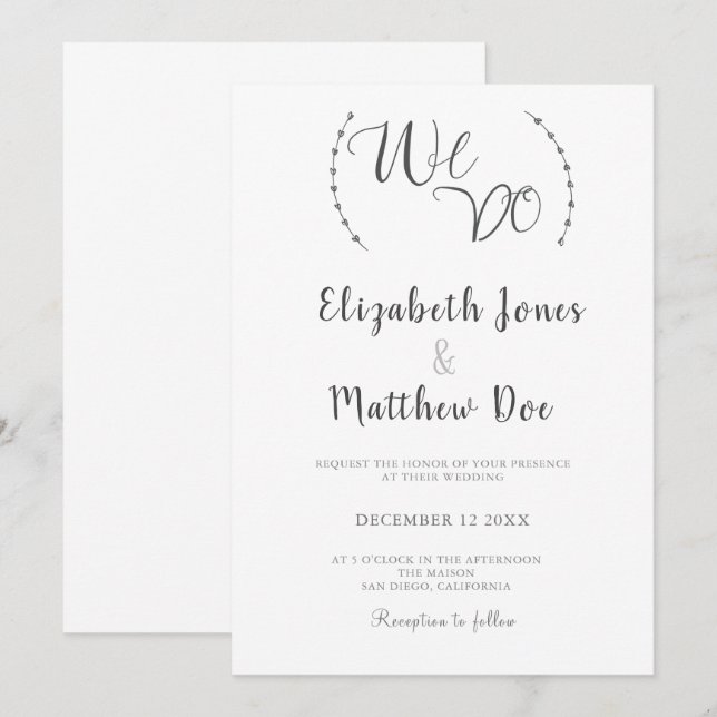 Wir machen Minimalistische Hochzeitseinladung in K Einladung (Vorne/Hinten)