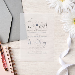 Wir machen Navy Blue Modern Script & Heart Wedding