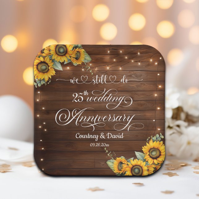 Wir machen noch 25. Wedding Anniversary String Lig Pappteller (Von Creator hochgeladen)