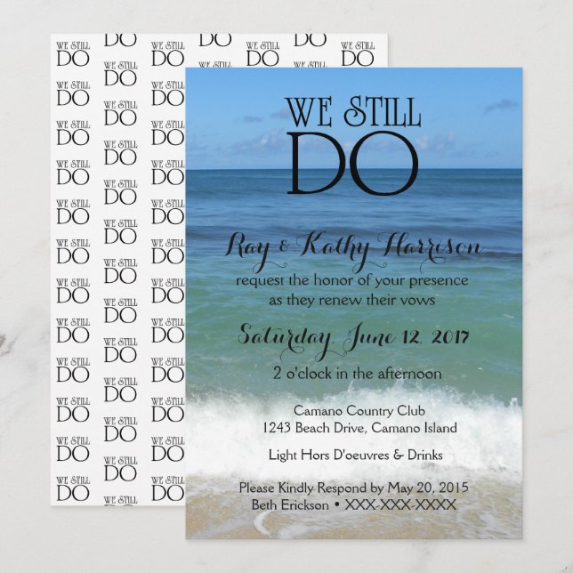 Wir machen noch Beach Wedding Vow Renewal Einladun Einladung (Vorne/Hinten)