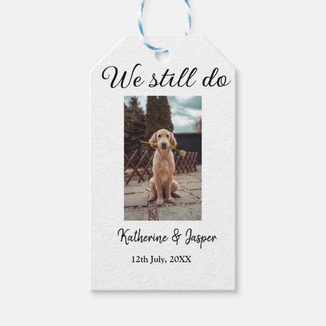 Wir machen noch Ehepaar Foto Name Datum sim Geschenkanhänger (Vorderseite)