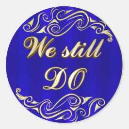 WIR MACHEN NOCH Golden Typografy Blue Jubiläum Runder Aufkleber