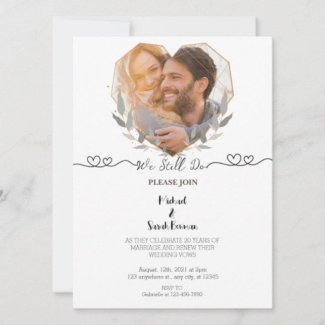 Wir machen noch immer ein elegantes Foto Hochzeit  Einladung (Vorderseite)