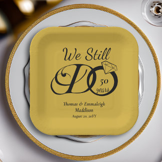 Wir machen noch immer Jubiläumstypografie Gold/Sch Pappteller