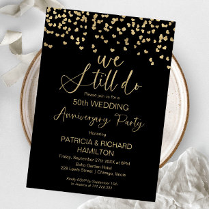 Wir machen noch Schwarzgoldene Hochzeitstage Einladung