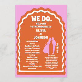 Wir machen Orange Retro Arch Wedding Order of Serv Programm