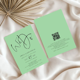 Wir machen QR-Code Celadon Green Wedding Einladung