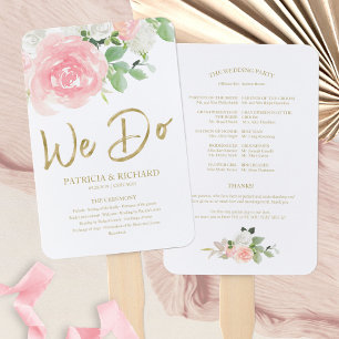 Wir machen rosa errötende Rosen Blumen Gold Hochze Fächer